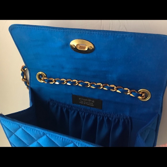 New Khanitha Blue Quilted Thai Silk Pocketbook Purse made in Thailand - Picture 8 of 16